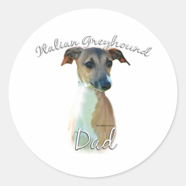 Pegatina Redonda Greyhound Dad (Anverso)