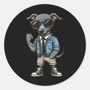 Pegatina Redonda Greyhound I Love Dad Funny Dog Tattoo