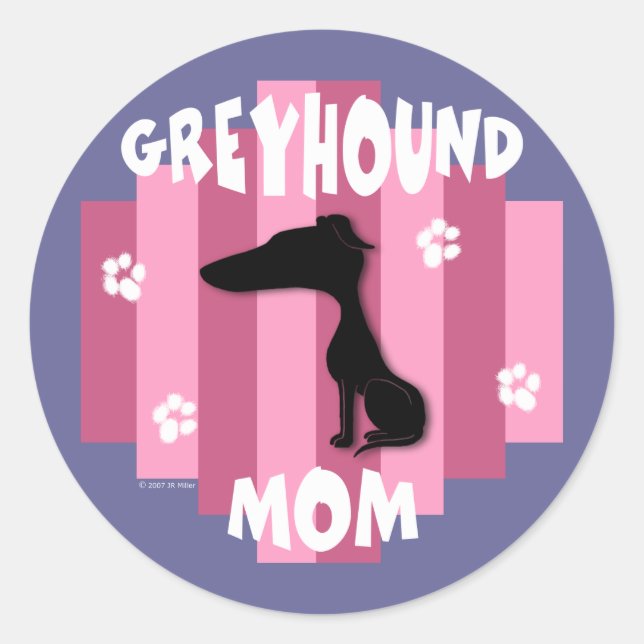Pegatina Redonda Greyhound Mom Pegatinas (Anverso)
