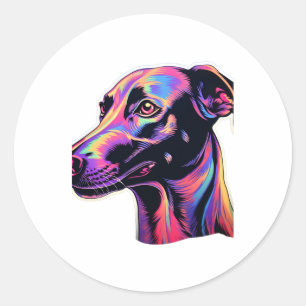Pegatina Redonda Greyhound Neon Design