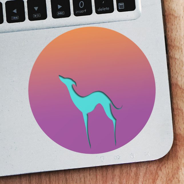 Pegatina Redonda Greyhound Whippet dog azul naranja púrpura oscuro (Subido por el creador)