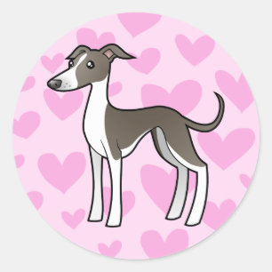 Pegatina Redonda Greyhound / Whippet / Italiano Greyhound Love