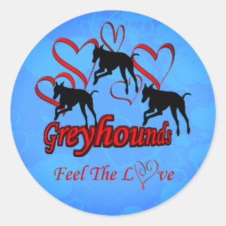 Pegatina Redonda Greyhounds Corazón Amor Perro