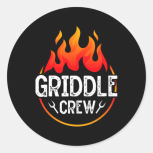 Pegatina Redonda Griddle Grill Squad Bbq Team Barbecue Grill