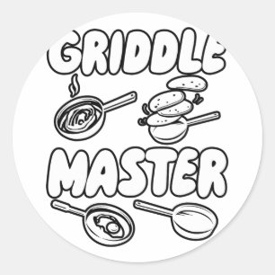 Pegatina Redonda Griddle Master Funny Bbq