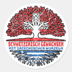 Pegatina Redonda Griechenland Griechisch Schweizer Schweiz Baum