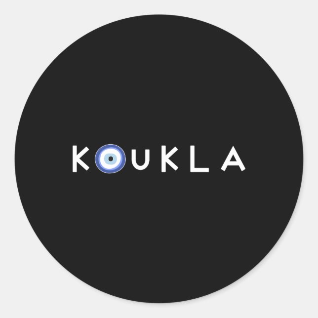 Pegatina Redonda Griego Koukla Mal Ojo Orgullo Griego Grecia (Anverso)