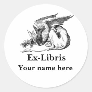 Pegatina Redonda Griffin Ex-libris
