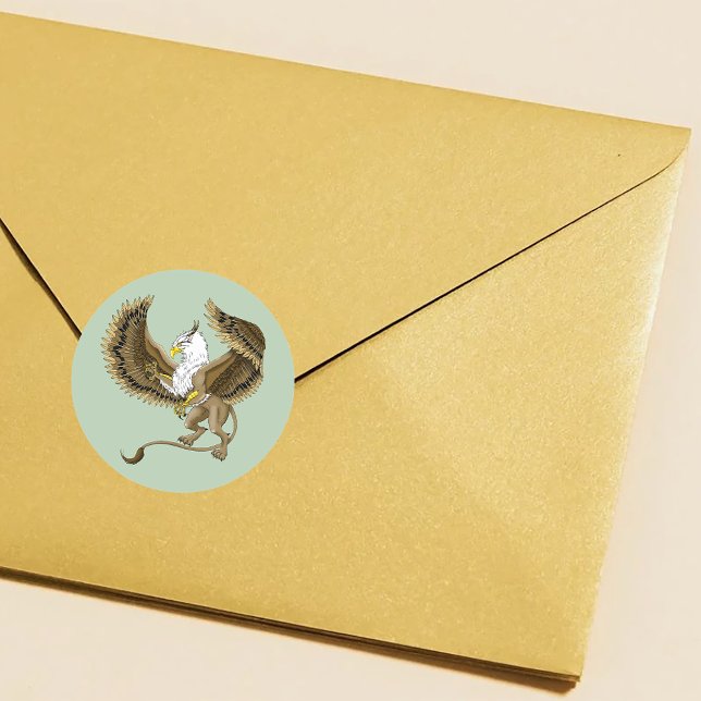 Pegatina Redonda Griffin Fantasy Griffin Mythology (Subido por el creador)