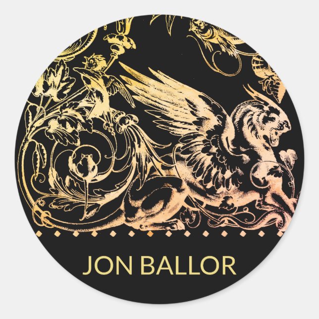 Pegatina Redonda Griffin mítico (Anverso)