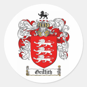 PEGATINA REDONDA GRIFFITH FAMILY CREST - GRIFFITH COAT OF ARMS