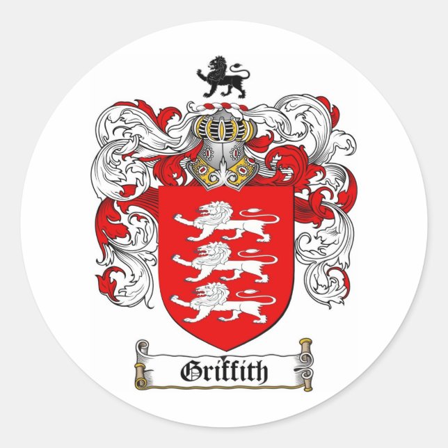 PEGATINA REDONDA GRIFFITH FAMILY CREST - GRIFFITH COAT OF ARMS (Anverso)