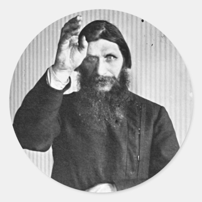 Pegatina Redonda Grigori ruso Yefimovich Rasputin (Anverso)