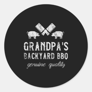 Pegatina Redonda Grill Abuelo De Bbq Diciendo _ Cita De Barbacoa Gr