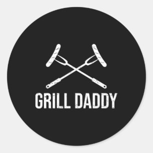 Pegatina Redonda Grill Daddy Funny Fathers Day Gift-grillfather-gri