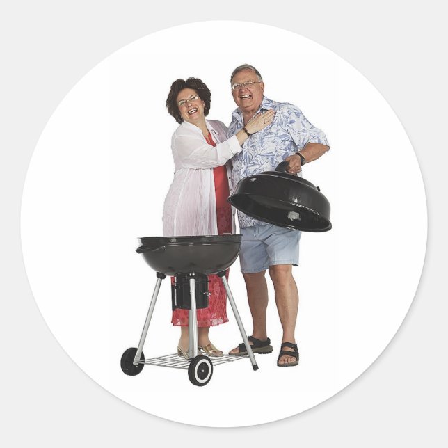 Pegatina Redonda Grill feliz (Anverso)