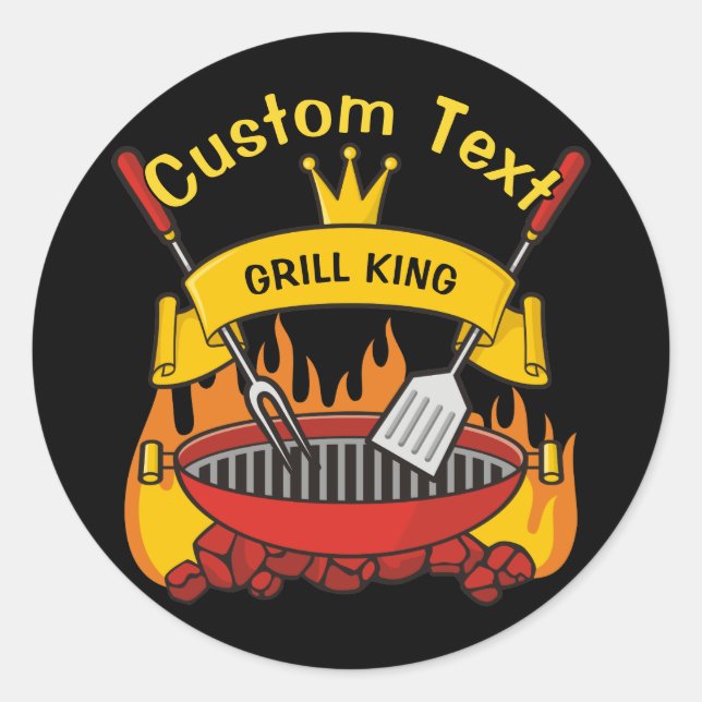 Pegatina Redonda Grill King (Anverso)