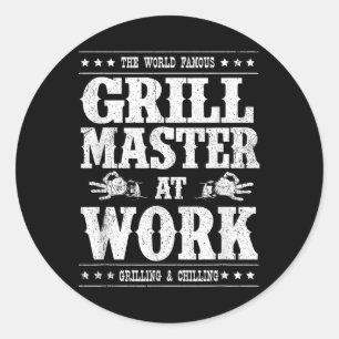 Pegatina Redonda Grill Master Barbecue Bbq Smoker Grillin Dad Grand
