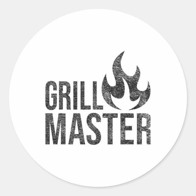 Pegatina Redonda Grill Master Flame Byrbecue Bbq Smoke Char Open Fi (Anverso)