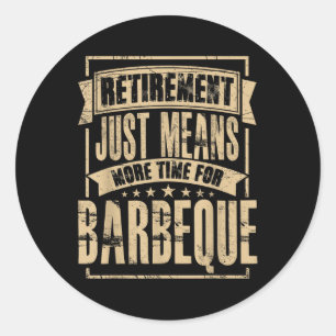 Pegatina Redonda Grill Master Meat Smoker Bbq Barbacoa Retirados Re