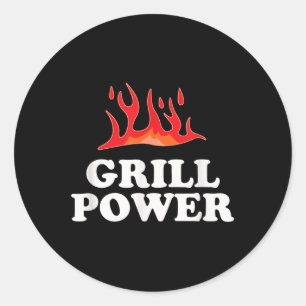 Pegatina Redonda Grill Power - Digan el divertido lema de Barbeque 