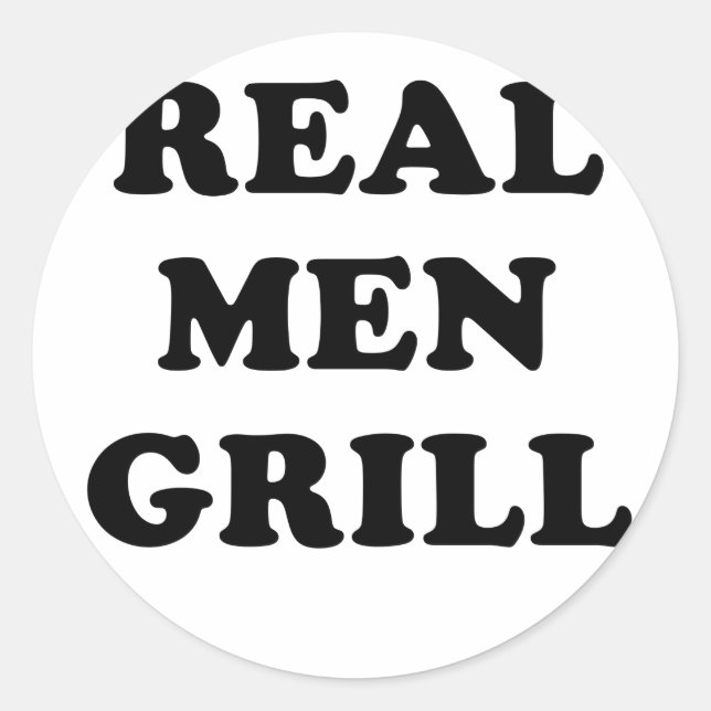Pegatina Redonda Grill Real Men (Anverso)