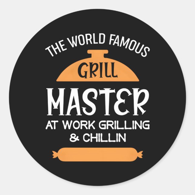 Pegatina Redonda Grillmaster Bbq El Famoso Maestro Grill Mundial (Anverso)