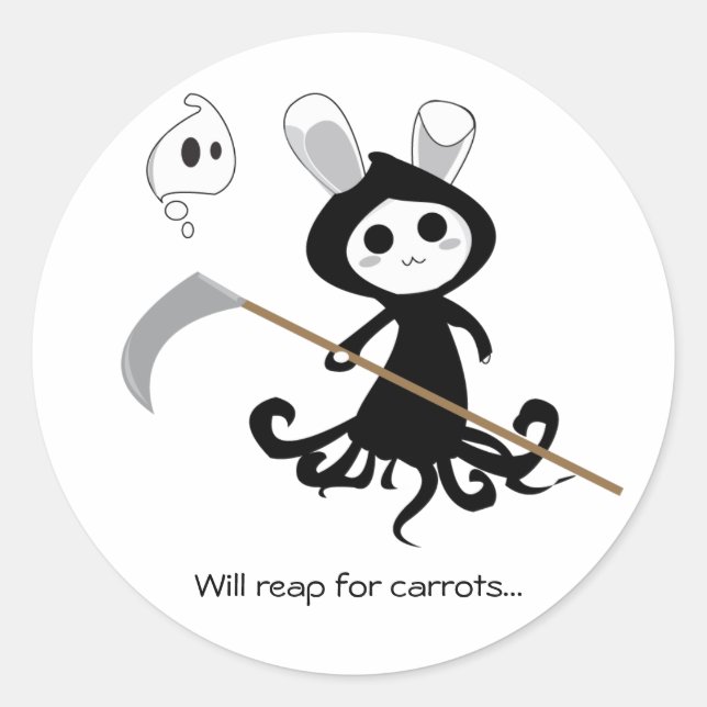 Pegatina Redonda Grim Bunny (Anverso)