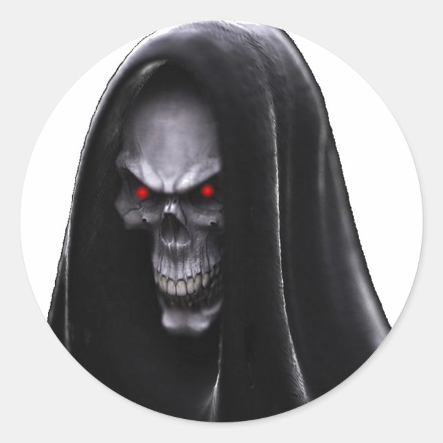 Pegatina Redonda Grim Reaper (Anverso)