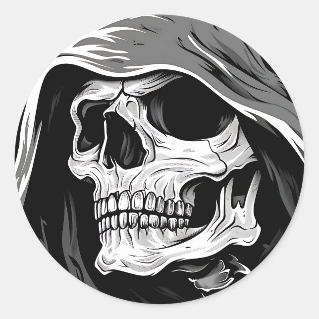 Pegatina Redonda Grim Reaper (Anverso)