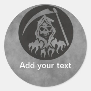 Pegatina Redonda Grim Reaper con Scythe