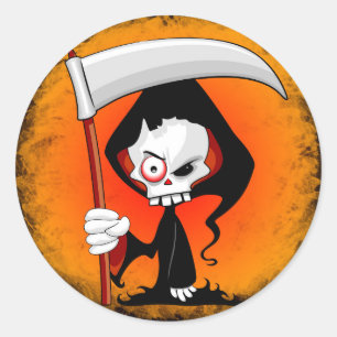 Pegatina Redonda Grim Reaper Creepy Funny Personalizado