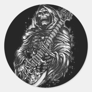 Pegatina Redonda Grim Reaper Guitar