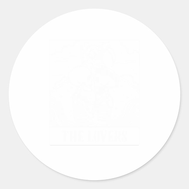 Pegatina Redonda Grim Reaper Los Amantes Tarot Card Hombres Mujeres (Anverso)