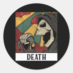 Pegatina Redonda Grim Reaper Skeleton Tarot Card Blackcraft Hombres