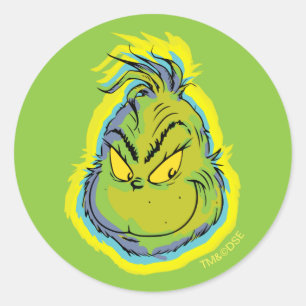 Pegatina Redonda Grinch Divertido Lo siento, llegué tarde, no que