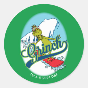 Pegatina Redonda Grinch en Snowboard