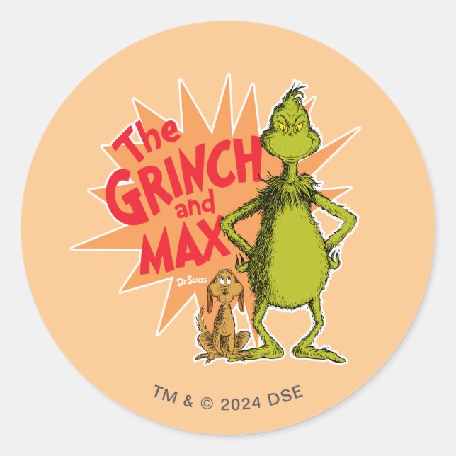 Pegatina Redonda Grinch | Grinch & Max Starburst (Anverso)