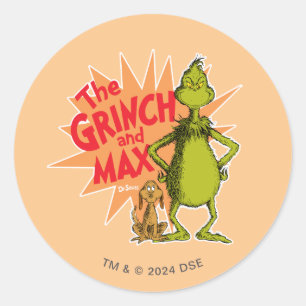 Pegatina Redonda Grinch   Grinch & Max Starburst