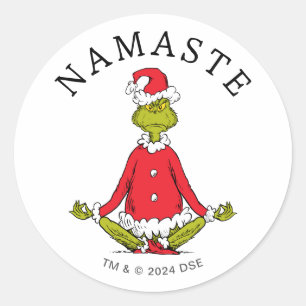 Pegatina Redonda Grinch Namaste Santa Claus