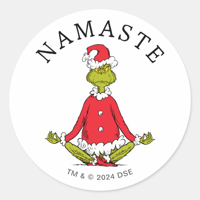 Pegatina Redonda Grinch | Namaste Santa Claus (Anverso)