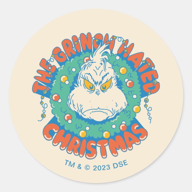 Pegatina Redonda Grinch Odió La Navidad (Anverso)