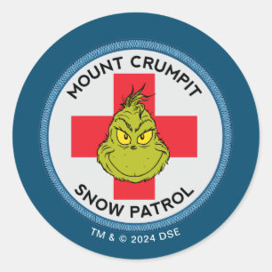 Pegatina Redonda Grinch Patrulla de nieve del Mt. Crumpit