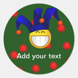 Pegatina Redonda Grinning Emoji Jester