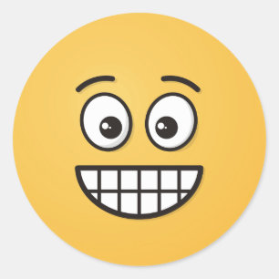 Pegatina Redonda Grinning Face con los ojos abiertos