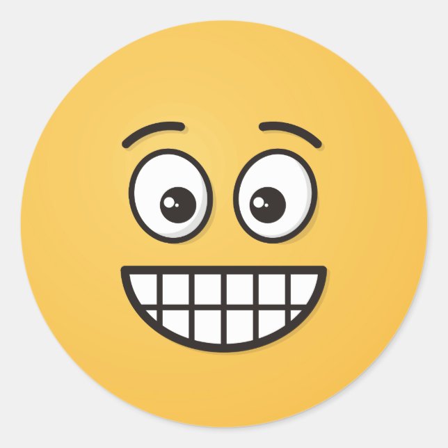Pegatina Redonda Grinning Face con los ojos abiertos (Anverso)