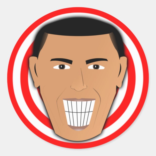 Pegatina Redonda GrinningObama (Anverso)
