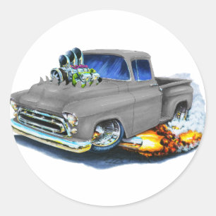 Pegatina Redonda Gris 1957 de la recogida de Chevy