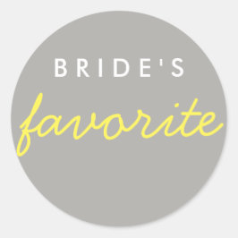 Pegatina Redonda Gris amarillo favorito de la novia