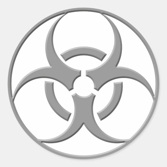 Pegatina Redonda Gris Biopeligroso (Anverso)